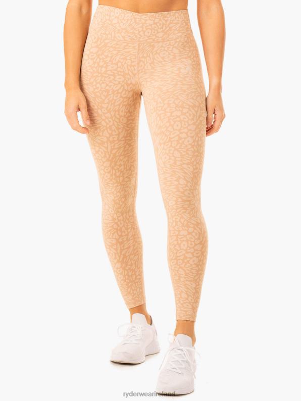 Ryderwear Rotation High Waisted Scrunch Leggings Sandstone Leopard Women Clothing 4Z2T82