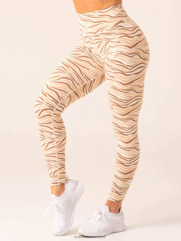 Ryderwear Unstoppable High Waisted Scrunch Leggings Vanilla Zebra Women Clothing 4Z2T43