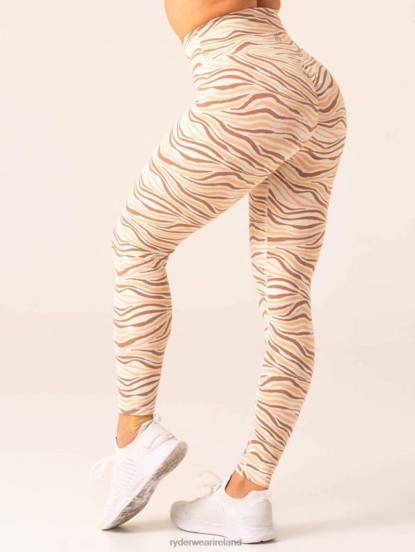 Ryderwear Unstoppable High Waisted Scrunch Leggings Vanilla Zebra Women Clothing 4Z2T43