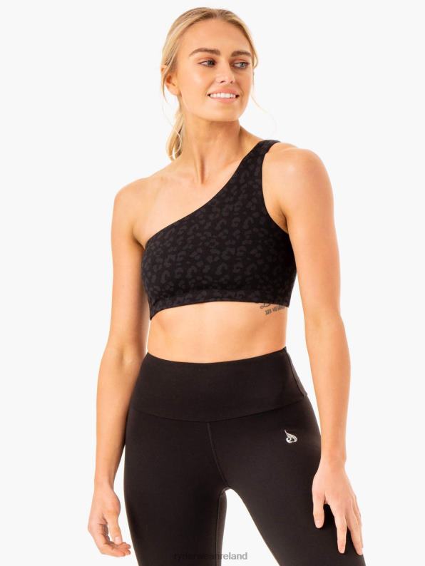 Ryderwear Adapt One Shoulder Sports Bra Black Leopard Women Clothing 4Z2T378