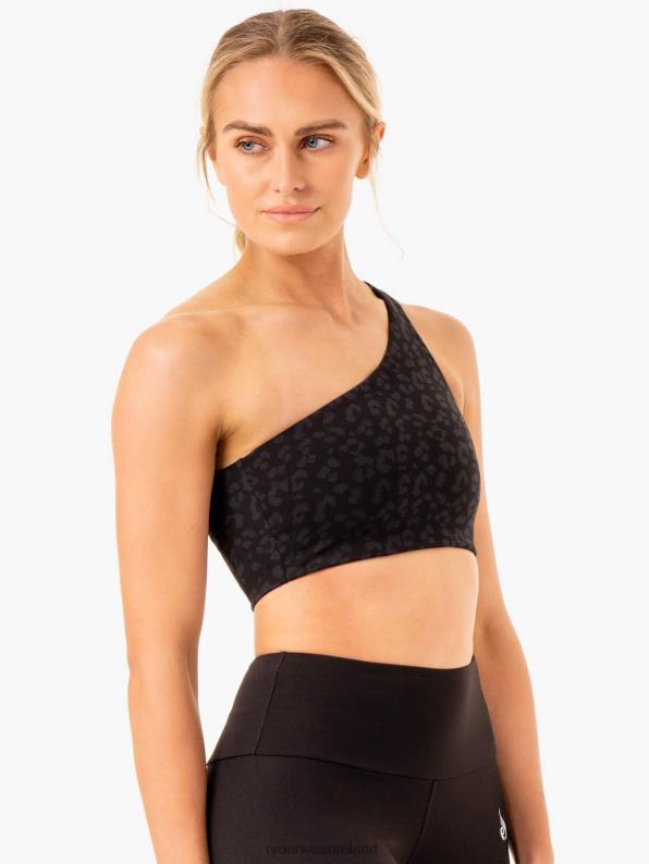 Ryderwear Adapt One Shoulder Sports Bra Black Leopard Women Clothing 4Z2T378