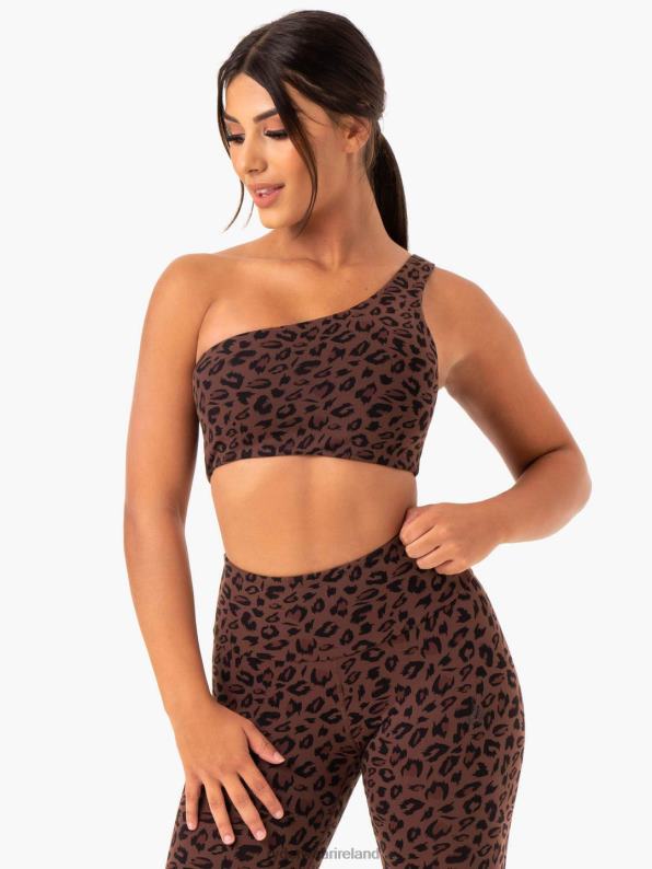 Ryderwear Adapt One Shoulder Sports Bra Chocolate Leopard Women Clothing 4Z2T423