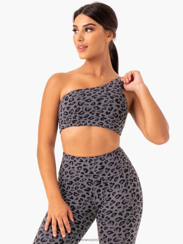 Ryderwear Adapt One Shoulder Sports Bra Grey Leopard Women Clothing 4Z2T425
