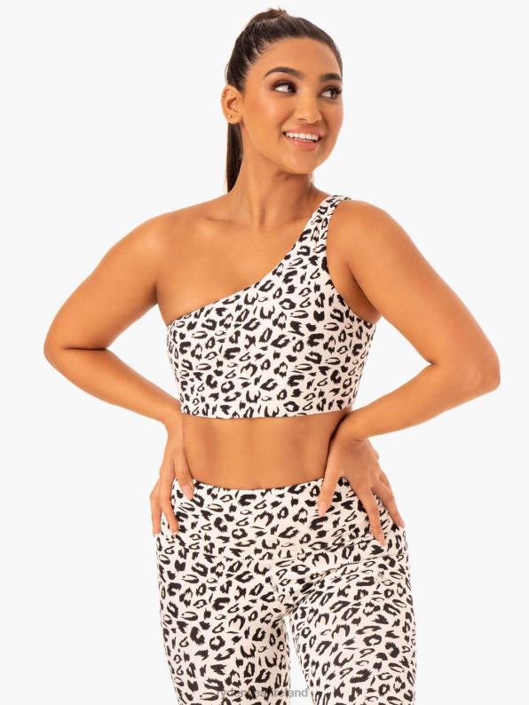 Ryderwear Adapt One Shoulder Sports Bra Ivory Leopard Women Clothing 4Z2T429