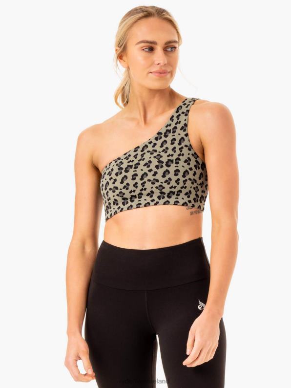 Ryderwear Adapt One Shoulder Sports Bra Khaki Leopard Women Clothing 4Z2T376