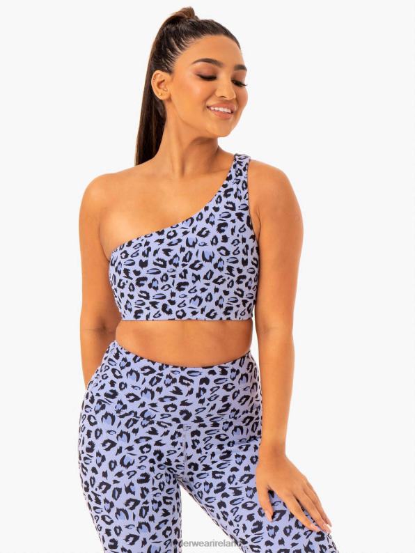 Ryderwear Adapt One Shoulder Sports Bra Lavender Leopard Women Clothing 4Z2T428