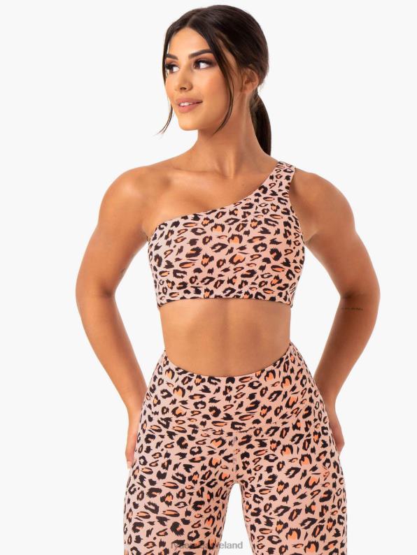 Ryderwear Adapt One Shoulder Sports Bra Peach Leopard Women Clothing 4Z2T426