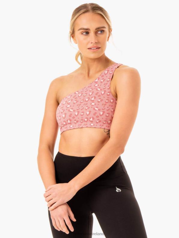 Ryderwear Adapt One Shoulder Sports Bra Pink Leopard Women Clothing 4Z2T375