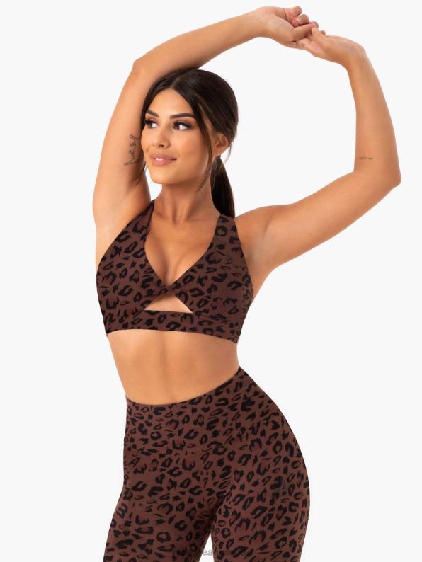 Ryderwear Adapt Twist Sports Bra Chocolate Leopard Women Clothing 4Z2T419