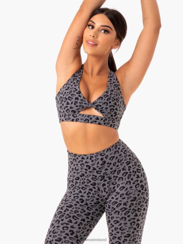 Ryderwear Adapt Twist Sports Bra Grey Leopard Women Clothing 4Z2T420