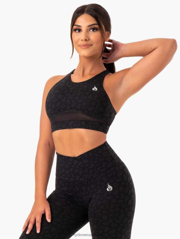 Ryderwear Amazon Mesh Sports Bra Black Leopard Women Clothing 4Z2T430