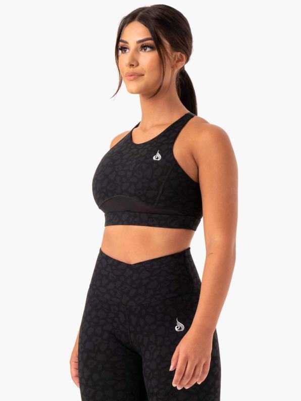 Ryderwear Amazon Mesh Sports Bra Black Leopard Women Clothing 4Z2T430