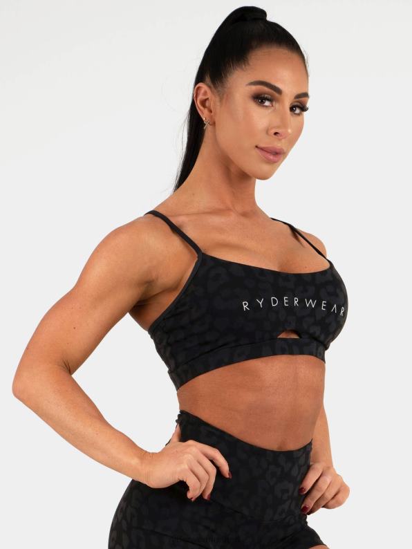 Ryderwear Animal Sports Bra Leopard Black Women Clothing 4Z2T512