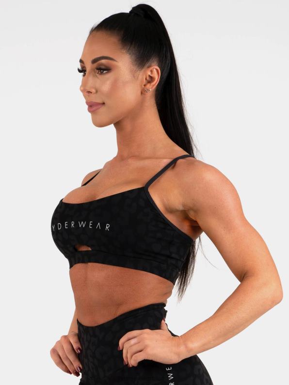 Ryderwear Animal Sports Bra Leopard Black Women Clothing 4Z2T512
