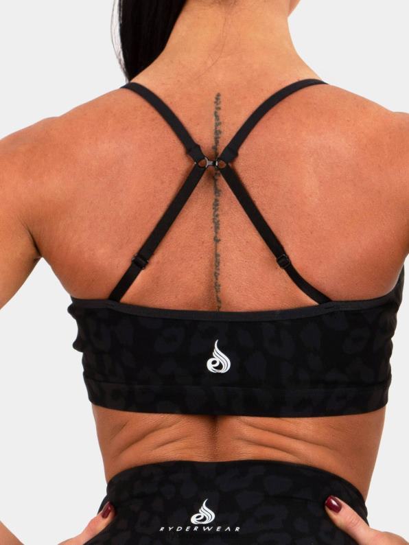 Ryderwear Animal Sports Bra Leopard Black Women Clothing 4Z2T512