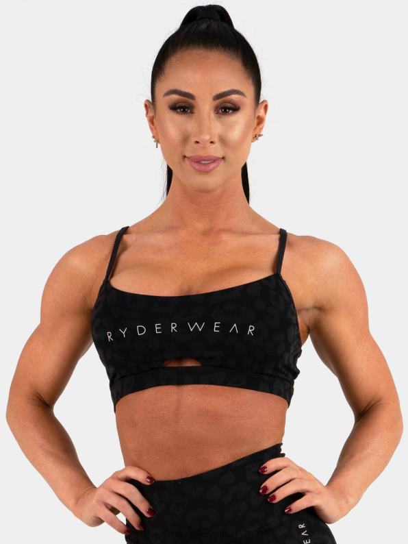 Ryderwear Animal Sports Bra Leopard Black Women Clothing 4Z2T512