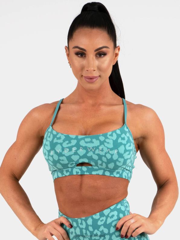 Ryderwear Animal Sports Bra Leopard Teal Women Clothing 4Z2T509