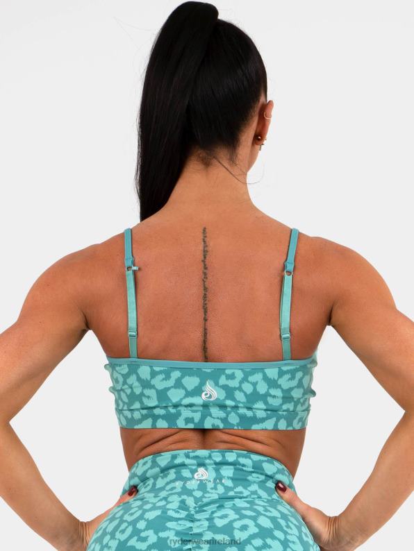 Ryderwear Animal Sports Bra Leopard Teal Women Clothing 4Z2T509