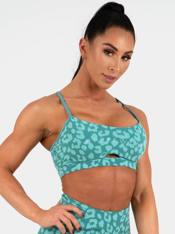 Ryderwear Animal Sports Bra Leopard Teal Women Clothing 4Z2T509
