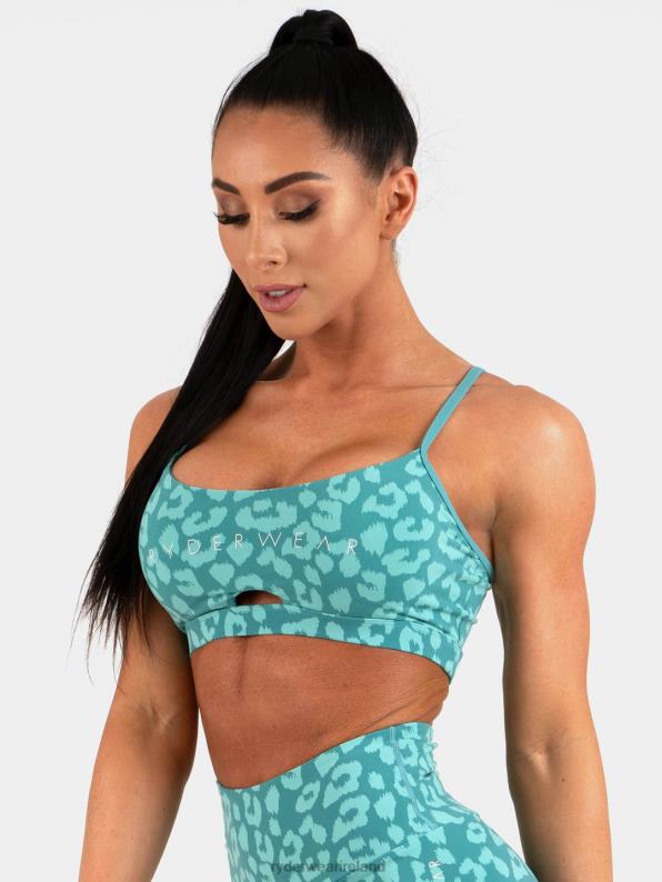 Ryderwear Animal Sports Bra Leopard Teal Women Clothing 4Z2T509