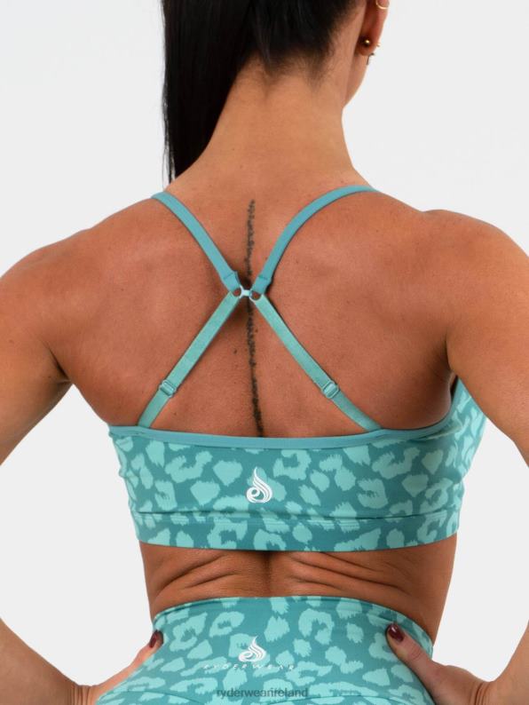 Ryderwear Animal Sports Bra Leopard Teal Women Clothing 4Z2T509