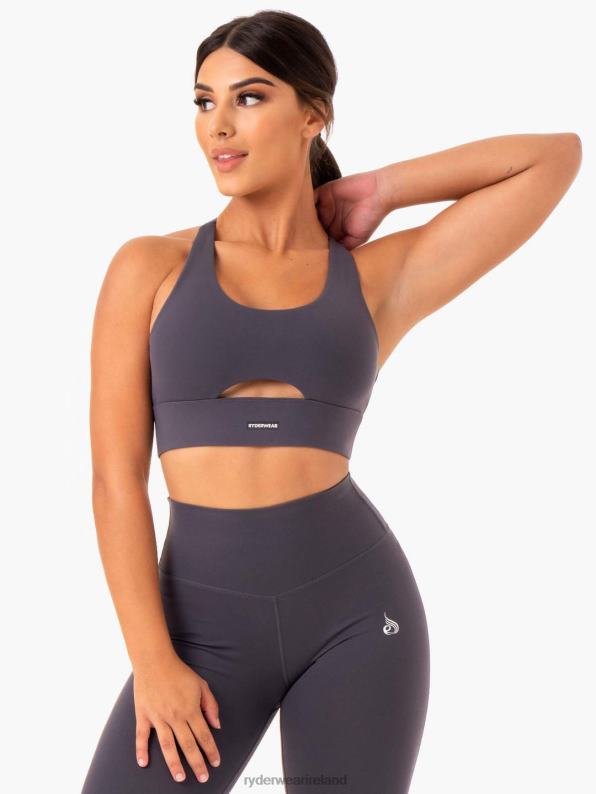 Ryderwear Base Racer Back Sports Bra Charcoal Women Clothing 4Z2T418