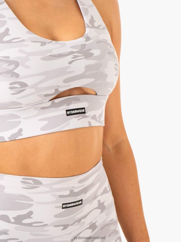 Ryderwear Base Racer Back Sports Bra Grey Camo Women Clothing 4Z2T276