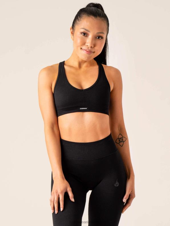 Ryderwear Circuit Rib Seamless Sports Bra Black Women Clothing 4Z2T272