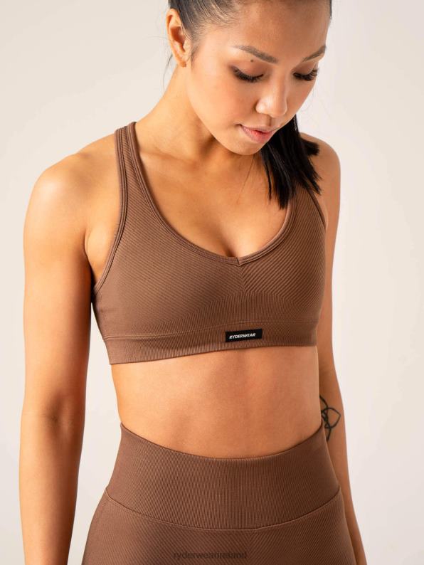 Ryderwear Circuit Rib Seamless Sports Bra Chocolate Women Clothing 4Z2T271