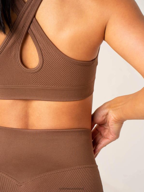 Ryderwear Circuit Rib Seamless Sports Bra Chocolate Women Clothing 4Z2T271
