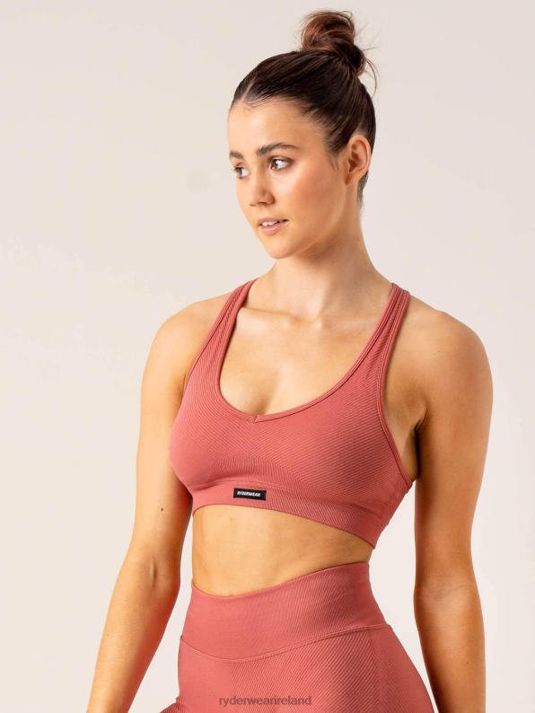 Ryderwear Circuit Rib Seamless Sports Bra Dusty Red Women Clothing 4Z2T269