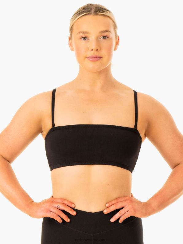 Ryderwear Convertible Bandeau Sports Bra Black Women Clothing 4Z2T330