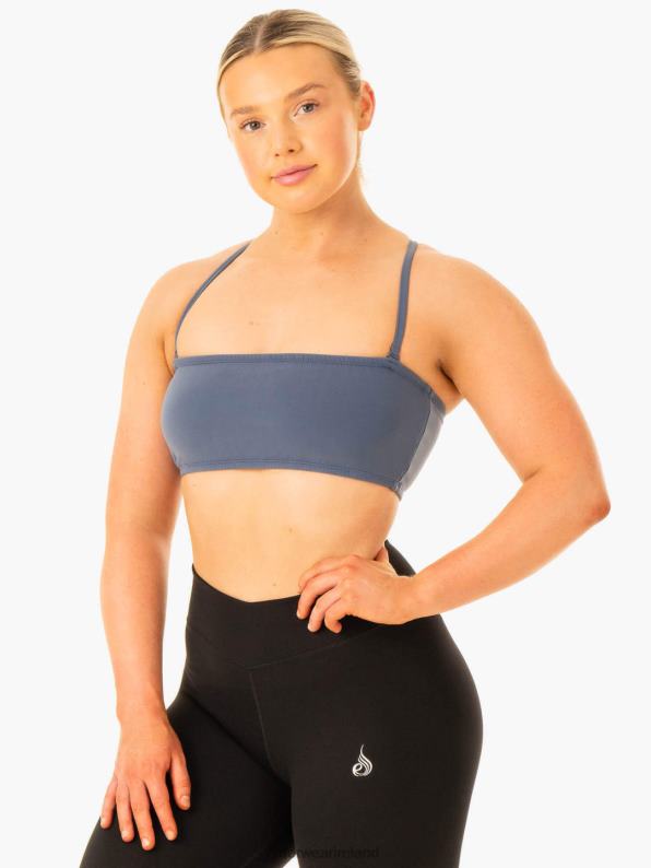 Ryderwear Convertible Bandeau Sports Bra Steel Blue Women Clothing 4Z2T327