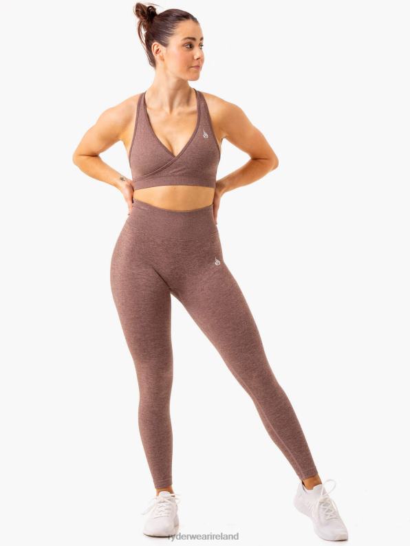 Ryderwear Essential Seamless Cross Over Sports Bra Chocolate Marl Women Clothing 4Z2T274