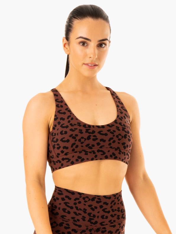 Ryderwear Evolution Sports Bra Chocolate Leopard Women Clothing 4Z2T351