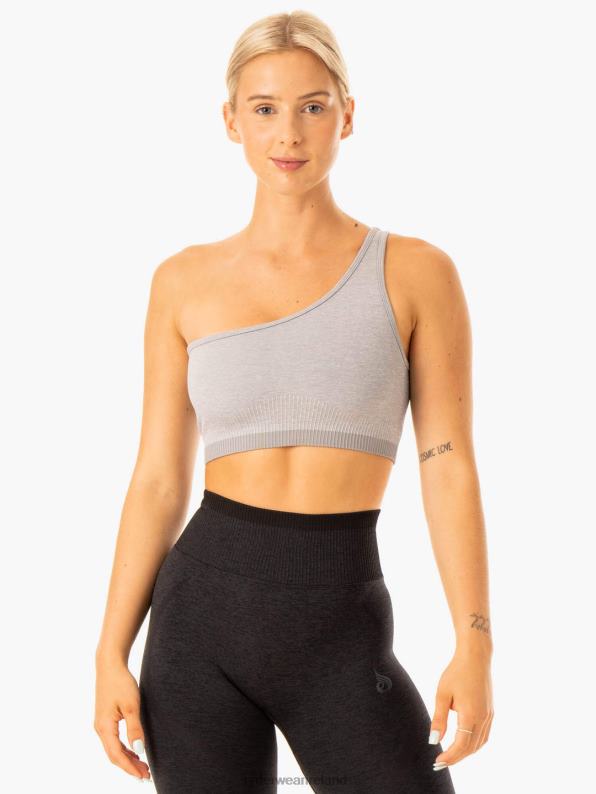 Ryderwear Excel Seamless One Shoulder Sports Bra Grey Marl Women Clothing 4Z2T321
