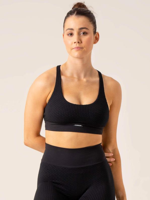Ryderwear Honeycomb Seamless Sports Bra Black Women Clothing 4Z2T259