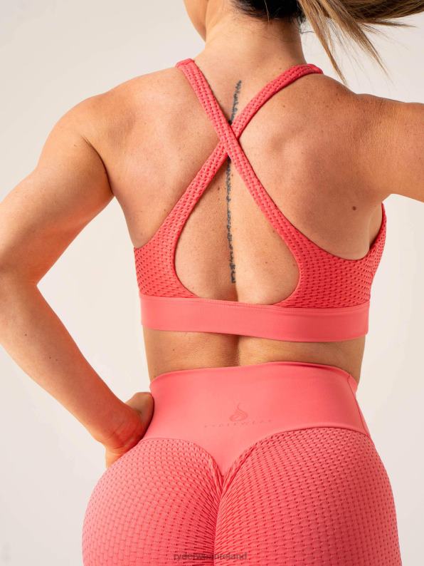 Ryderwear Honeycomb Seamless Sports Bra Coral Pink Women Clothing 4Z2T257
