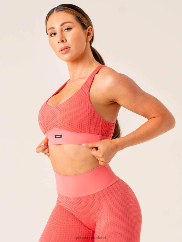 Ryderwear Honeycomb Seamless Sports Bra Coral Pink Women Clothing 4Z2T257