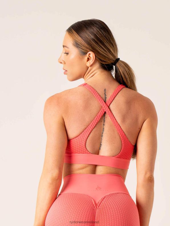 Ryderwear Honeycomb Seamless Sports Bra Coral Pink Women Clothing 4Z2T257