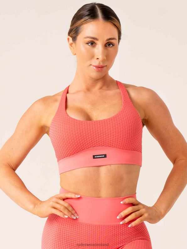 Ryderwear Honeycomb Seamless Sports Bra Coral Pink Women Clothing 4Z2T257