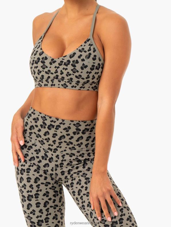 Ryderwear Hybrid Sports Bra Khaki Leopard Women Clothing 4Z2T412
