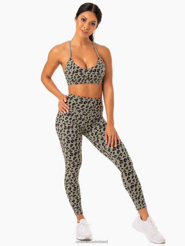 Ryderwear Hybrid Sports Bra Khaki Leopard Women Clothing 4Z2T412