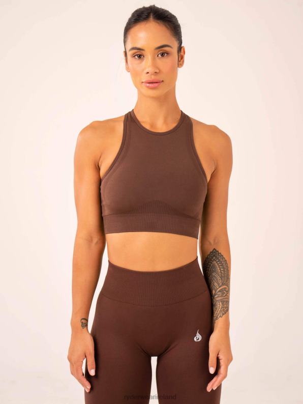 Ryderwear Lift Seamless High Neck Sports Bra Chocolate Women Clothing 4Z2T188