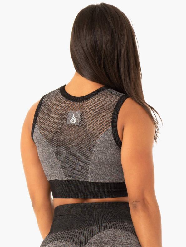 Ryderwear Oasis Seamless Crop Top Black Marl Women Clothing 4Z2T500