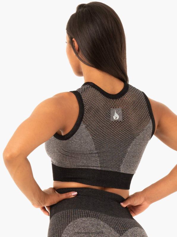 Ryderwear Oasis Seamless Crop Top Black Marl Women Clothing 4Z2T500