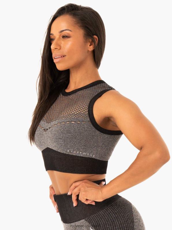 Ryderwear Oasis Seamless Crop Top Black Marl Women Clothing 4Z2T500