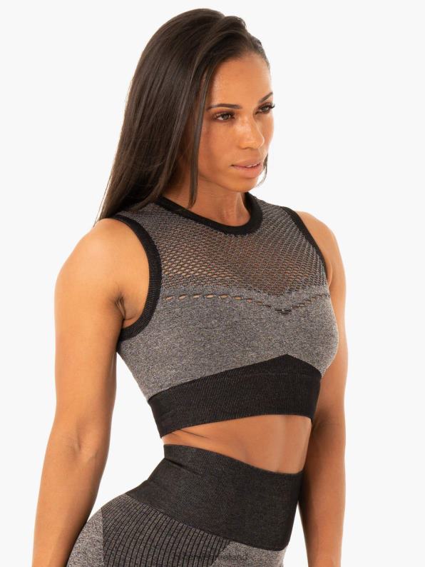 Ryderwear Oasis Seamless Crop Top Black Marl Women Clothing 4Z2T500