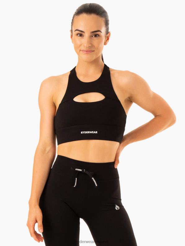 Ryderwear Replay Cut Out Sports Bra Black Women Clothing 4Z2T357