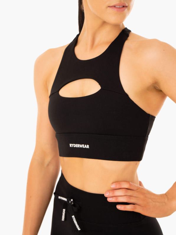 Ryderwear Replay Cut Out Sports Bra Black Women Clothing 4Z2T357